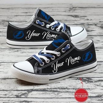 Personalized Tampa Bay Lightning NHL Hockey Gift For Fans Low Top Custom Canvas Shoes | Favorety AU