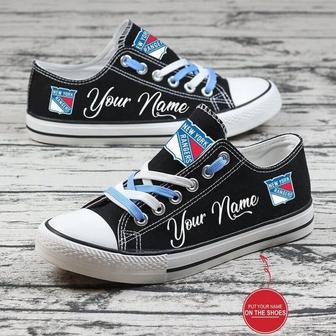 Personalized New York Rangers NHL Hockey Gift For Fans Low Top Custom Canvas Shoes | Favorety UK