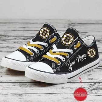 Personalized Boston Bruins NHL Hockey Gift For Fans Low Top Custom Canvas Shoes | Favorety