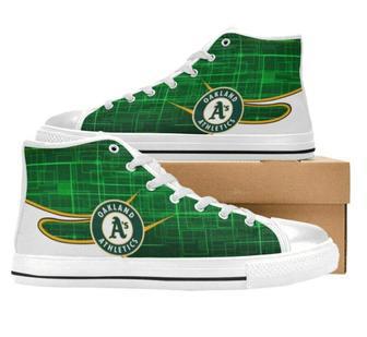 OakIand AthIetics MLB Baseball 4 Custom Canvas High Top Shoes | Favorety