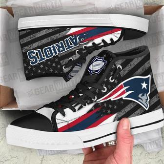 NEW ENGLAND PATRlOTS Custom Canvas High Top Shoes For Fans American Flag | Favorety AU