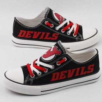 New Jersey DeviIs NHL Hockey 1 Gift For Fans Low Top Custom Canvas Shoes | Favorety CA