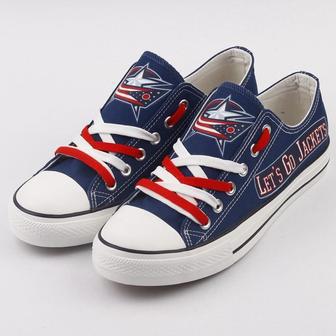 Columbus Blue Jackets NHL Hockey 4 Gift For Fans Low Top Custom Canvas Shoes | Favorety AU