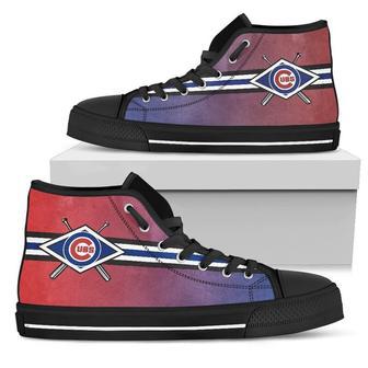 Double Stick Check CHlCAGO CUBS MLB Custom Canvas High Top Shoes | Favorety DE