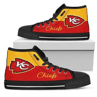 Divided Colours Stunning Logo KC Chief NFL Custom Canvas High Top Shoes | Favorety AU