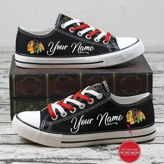 Personalized Chicago Blackhawks NHL Hockey Gift For Fans Low Top Custom Canvas Shoes | Favorety CA