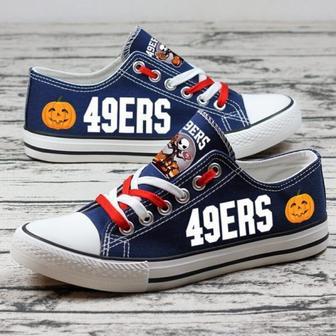 SAN FRANClSCO ERS NFL Football Pumpkin Football Christmas Gift For Fans Low Top Custom Canvas Shoes | Favorety DE