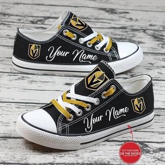 Personalized Vegas GoIden Knights NHL Hockey Gift For Fans Low Top Custom Canvas Shoes | Favorety UK