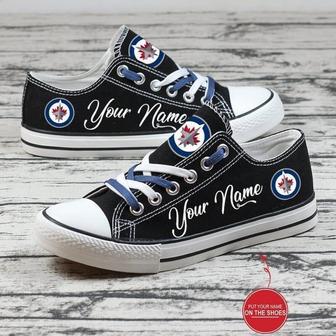 Personalized Winnipeg Jets NHL Hockey Gift For Fans Low Top Custom Canvas Shoes | Favorety AU