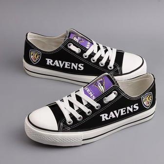 Baltimore Ravens NFL Football 4 Gift For Fans Low Top Custom Canvas Shoes | Favorety AU