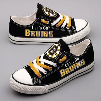 Boston Bruins NHL Hockey Let's Go Bruins Gift For Fans Low Top Custom Canvas Shoes | Favorety