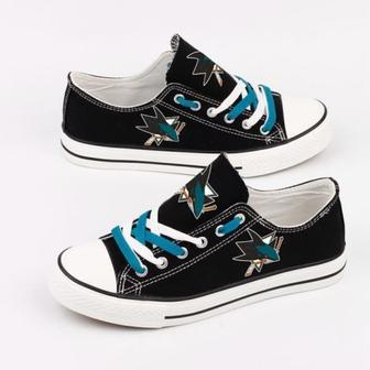 San Jose Sharks NHL Hockey 2 Gift For Fans Low Top Custom Canvas Shoes | Favorety CA