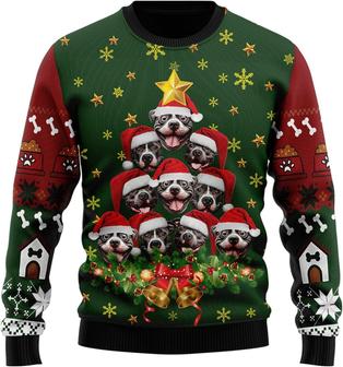 Pitbull Dog Christmas Tree Ugly Christmas Sweater For Women - Thegiftio UK