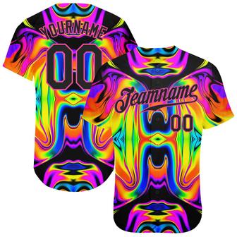 Custom 3D Pattern Design Abstract Iridescent Psychedelic Swirl Fluid Art Authentic Baseball Jersey - Monsterry AU