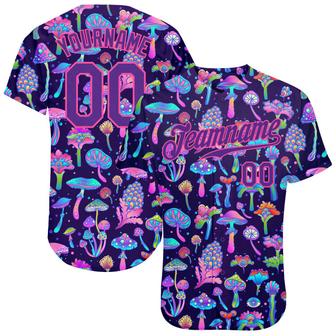 Custom 3D Pattern Design Colorful Flowers And Mushrooms Psychedelic Hallucination Authentic Baseball Jersey - Monsterry
