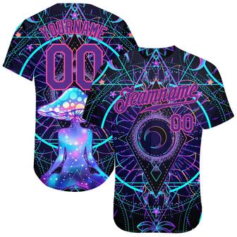 Custom 3D Pattern Design Magic Mushrooms Over Sacred Geometry Psychedelic Hallucination Authentic Baseball Jersey - Monsterry