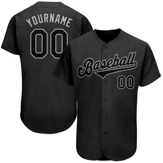 Custom Black Black-Gray Authentic Baseball Jersey - Monsterry