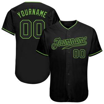 Custom Black Black-Neon Green Authentic Baseball Jersey - Monsterry