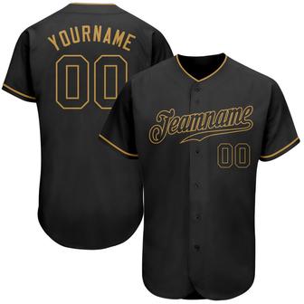 Custom Black Black-Old Gold Authentic Baseball Jersey - Monsterry