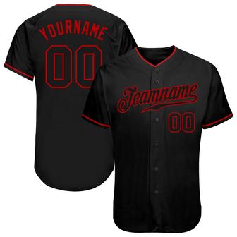 Custom Black Black-Red Authentic Baseball Jersey - Monsterry