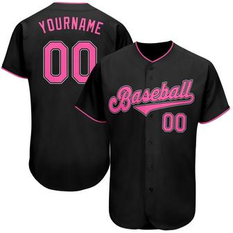 Custom Black Pink-White Authentic Baseball Jersey - Monsterry