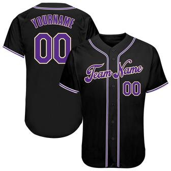 Custom Black Purple-White Authentic Baseball Jersey - Monsterry