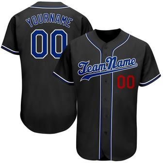 Custom Black Royal-Red Authentic Baseball Jersey - Monsterry