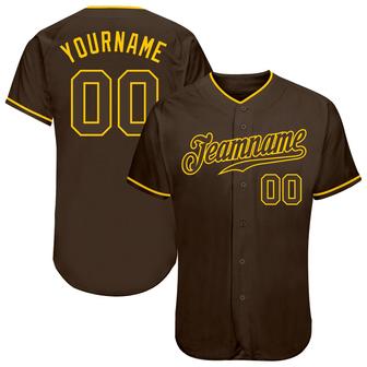 Custom Brown Brown-Gold Authentic Baseball Jersey - Monsterry
