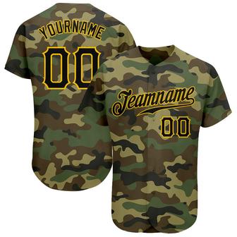 Custom Camo Black-Gold Authentic Salute To Service Baseball Jersey - Monsterry