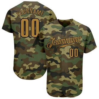 Custom Camo Old Gold-Black Authentic Salute To Service Baseball Jersey - Monsterry