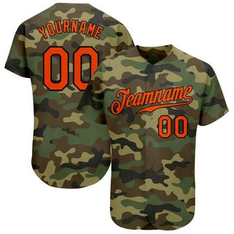 Custom Camo Orange-Black Authentic Salute To Service Baseball Jersey - Monsterry