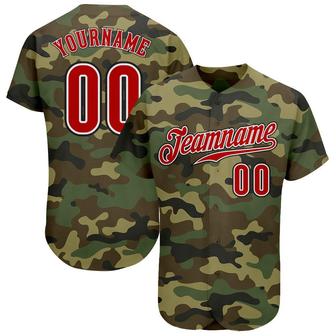 Custom Camo Red-Black Authentic Salute To Service Baseball Jersey - Monsterry