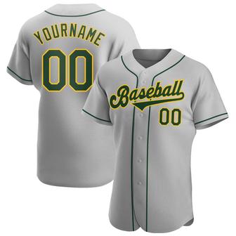 Custom Gray Green-Gold Authentic Baseball Jersey - Monsterry