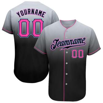 Custom Gray Pink-Black Authentic Fade Fashion Baseball Jersey - Monsterry