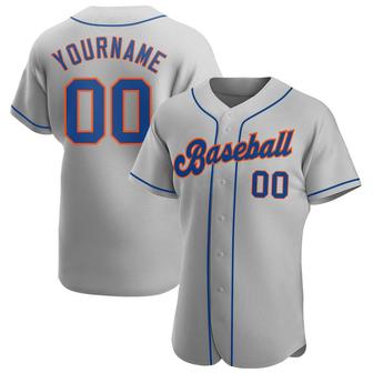 Custom Gray Royal-Orange Authentic Baseball Jersey - Monsterry