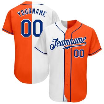 Custom Orange Royal-White Authentic Split Fashion Baseball Jersey - Monsterry