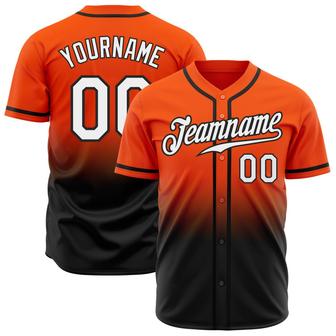 Custom Orange White-Black Authentic Fade Fashion Baseball Jersey - Monsterry