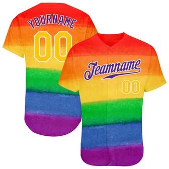 Custom Rainbow For Pride Month Love Is Love LGBT Authentic Baseball Jersey - Monsterry
