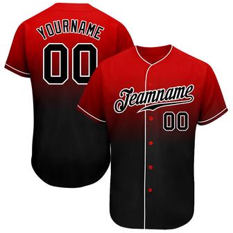 Custom Red Black-White Authentic Fade Fashion Baseball Jersey - Monsterry