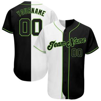 Custom White-Black Neon Green Authentic Split Fashion Baseball Jersey - Monsterry AU