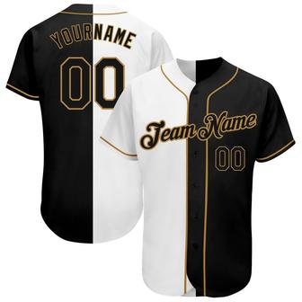 Custom White Black-Old Gold Authentic Split Fashion Baseball Jersey - Monsterry