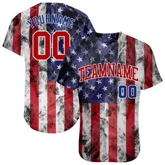 Custom White Red-Royal 3D American Flag Fashion Authentic Baseball Jersey - Monsterry