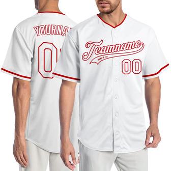 Custom White White-Red Authentic Baseball Jersey - Monsterry