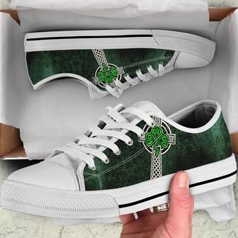 Celtic Cross & Shamrock Skew Style Irish St Day Converse Sneakers Low Top Shoes - Monsterry DE