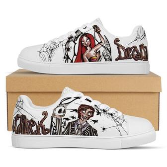 The Nightmare Before Christmas Sally Jack Skellington Low Top Leather Skate Shoes Sneakers For Man And Women | Favorety