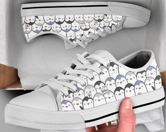 Team Penguin Shoes , Penguin Sneakers , Cute Shoes , Casual Shoes , Penguin Gifts , Low Top Converse Style Shoes for Womens Mens Adults - Monsterry