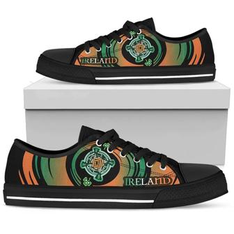 Celtic Ireland St Cross With Shamrock Black Irish St Day Converse Sneakers Low Top Shoes - Monsterry
