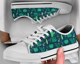 Green Cactus Shoes , Cactus Sneakers , Cute Shoes , Casual Shoes , Cactus Gifts , Low Top Converse Style Shoes for Womens Mens Adults - Monsterry AU