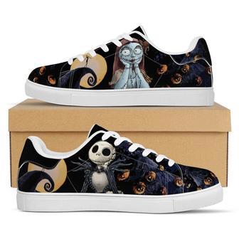 Jack Skellington Love Sally Nightmare Before Christmas Low Top Leather Skate Shoes Sneakers For Man And Women | Favorety DE