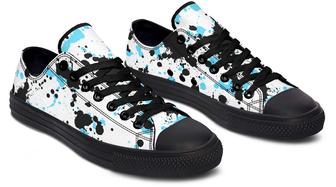 Blue And Black Splatter Low Top Canvas Shoes - Monsterry UK